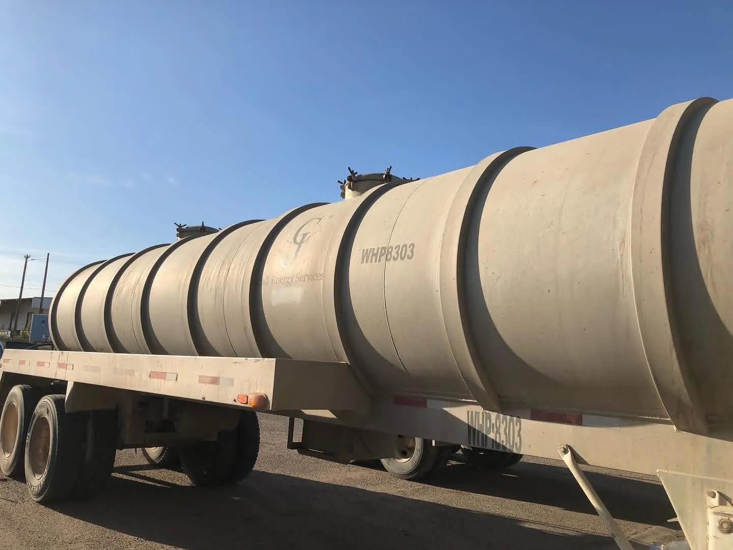 Dirty tanker trailer before washing