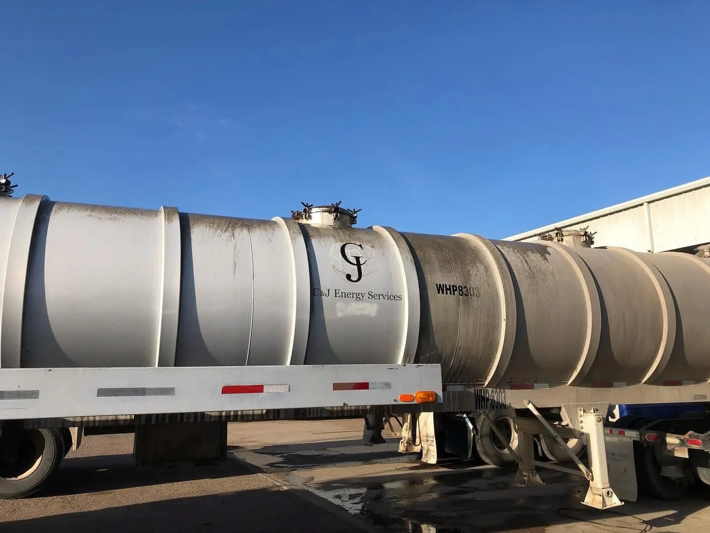 Tanker trailer during washing